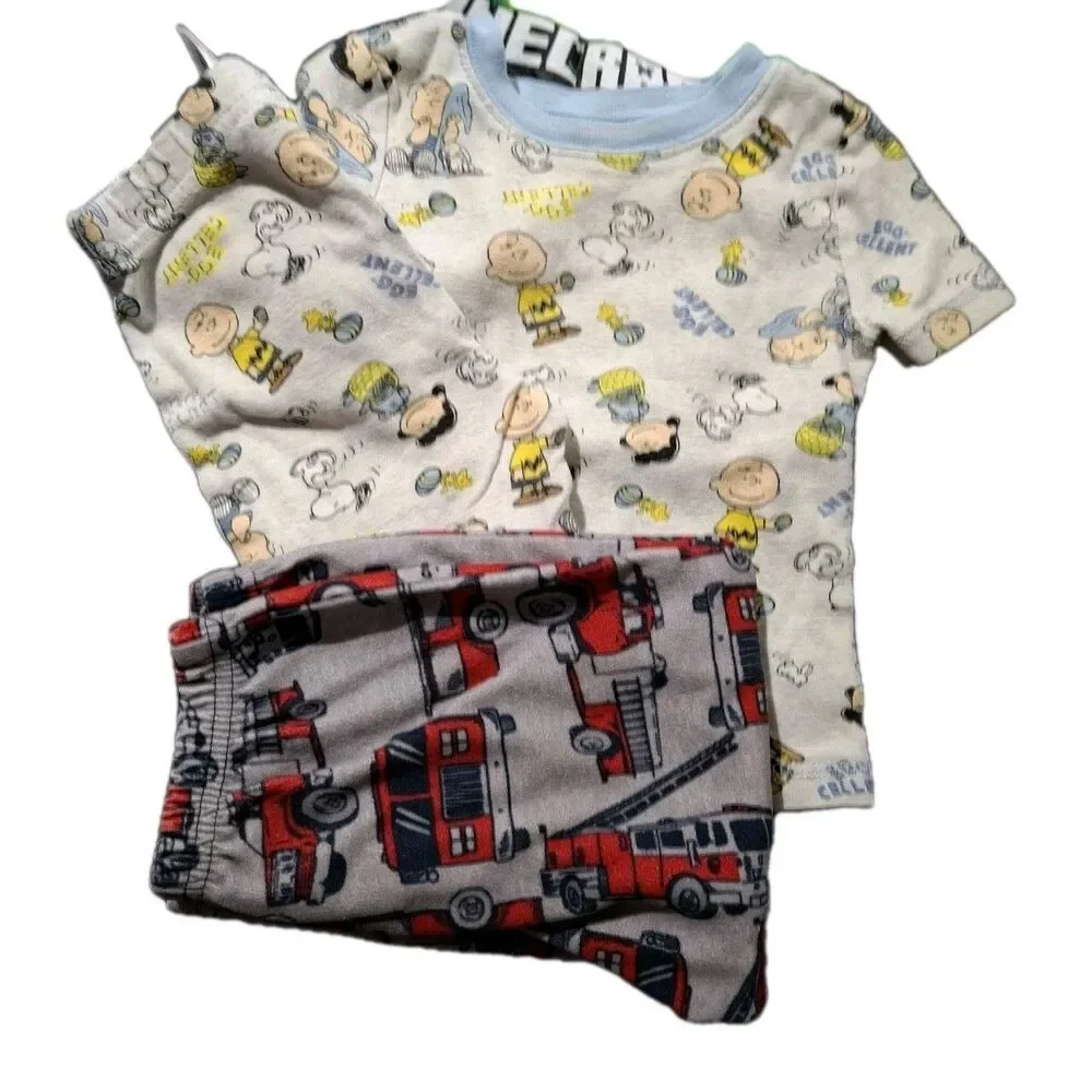Boys 24 Months 3 1/2 Sets Pajamas Minecraft Peanuts Racecars Firetruck Lot